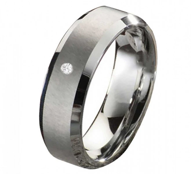 Moderne Wolframringe mit Stein W100